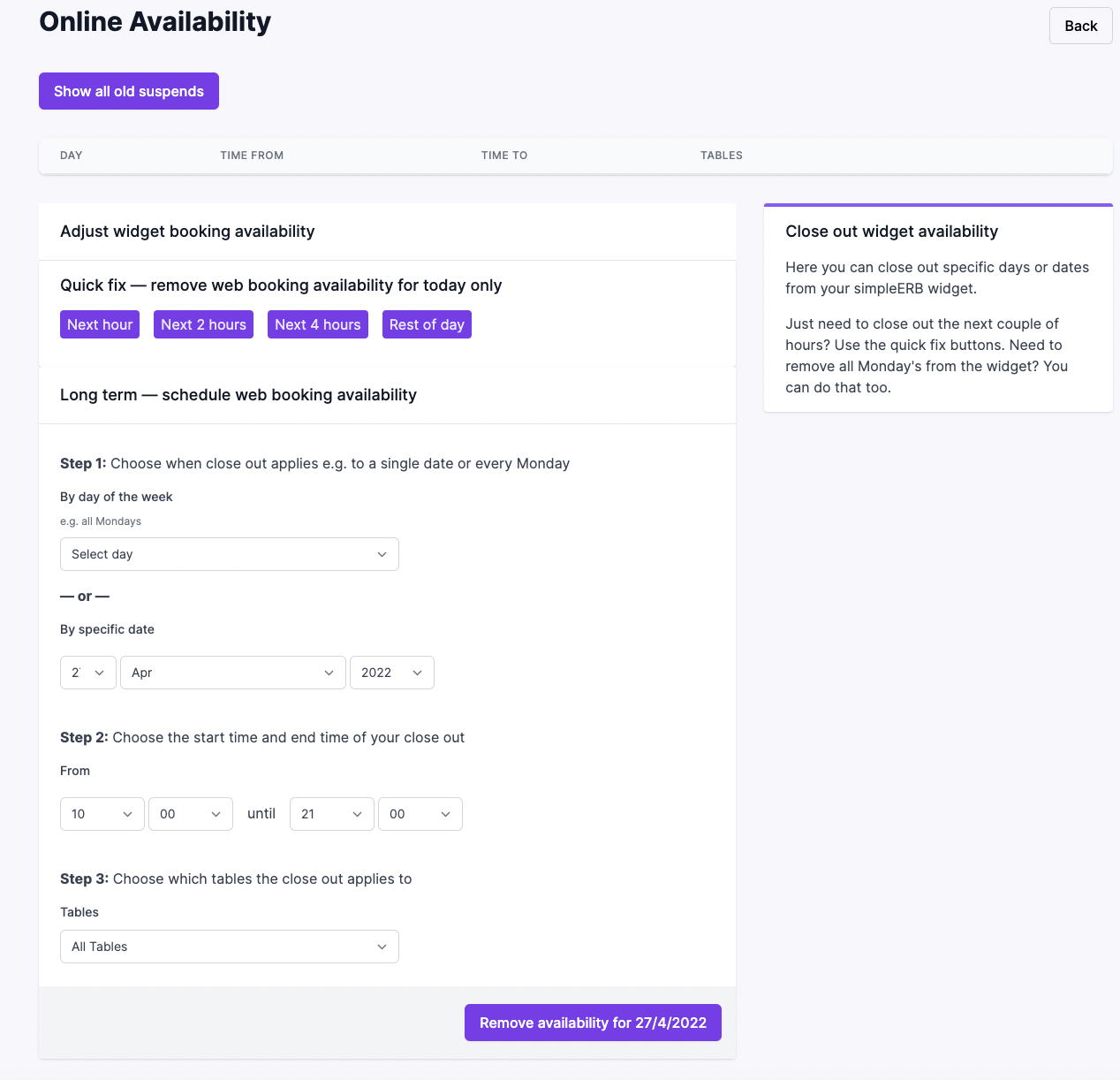 widget availability simpleERB
